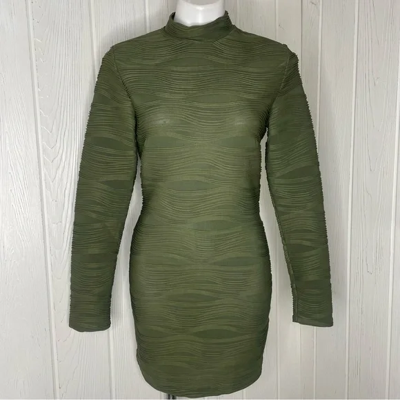 chinese dress ladies Hope Modal Square Neck Long Sleeve Mini Dress in Sage Green